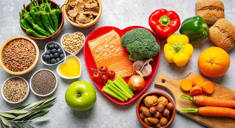 Group of healthy ingredients for strong and healthy heart