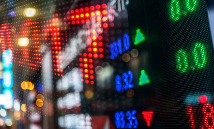Abstract Urban Financial Display with Vibrant Digital Market Trends