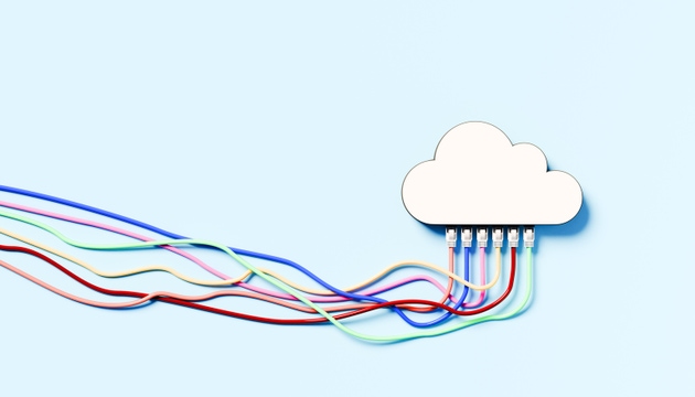 Cloud Symbol with Multicolored Ethernet Cables – Digital Connectivity Concept