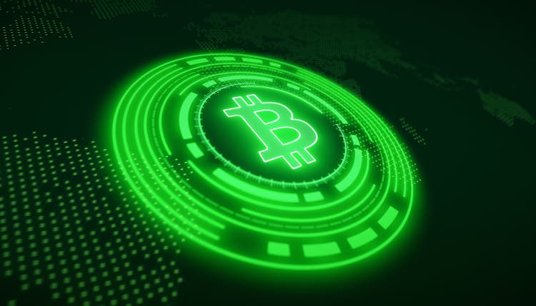 Illustation of bitcoin logo in green