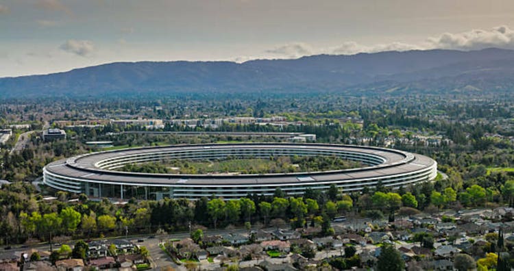 Drone Shot of Aerial Shot of Apple Park in Cupertino, California