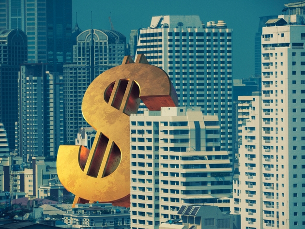 giant golden currency sign in Bangkok