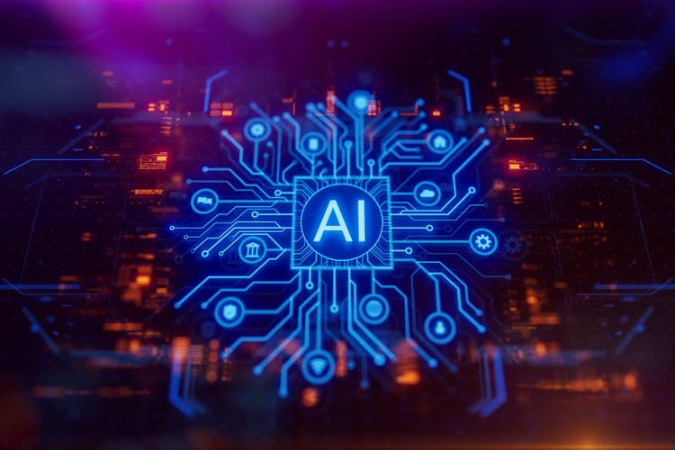 Artificial intelligence and machine learning concept.