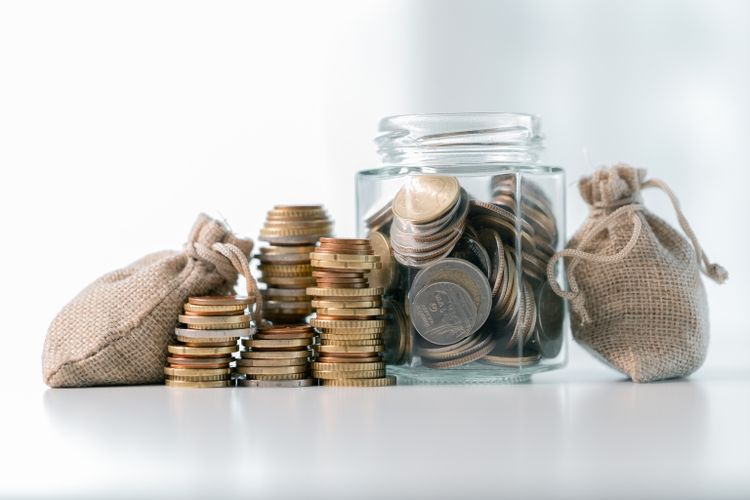 Business save money coin growth concept involves strategic financial management investment loan bank real estate economic development encourage buy income stack investment economy return accountancy