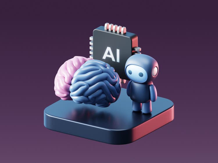 3D AI Brain with Artificial Intelligence Technology and Neural Digital Data Machine.