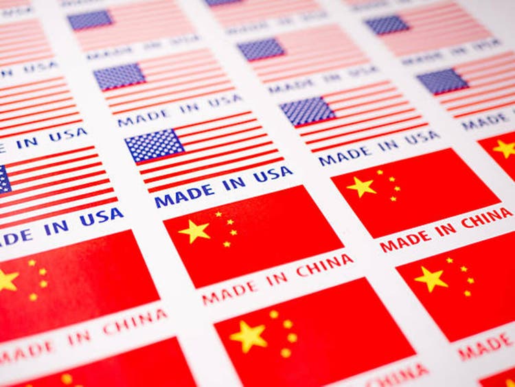 Made in USA and Made in China Seamless print on paper Sticker.