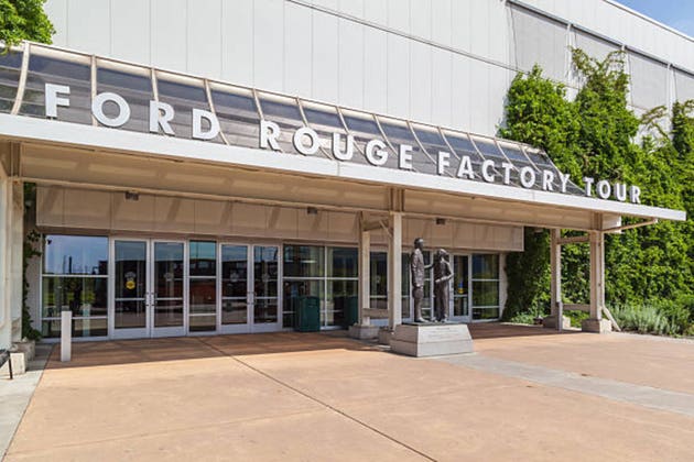 Entrance of Ford Rouge Factory Tour in Dearborn, Detroit, Michigan