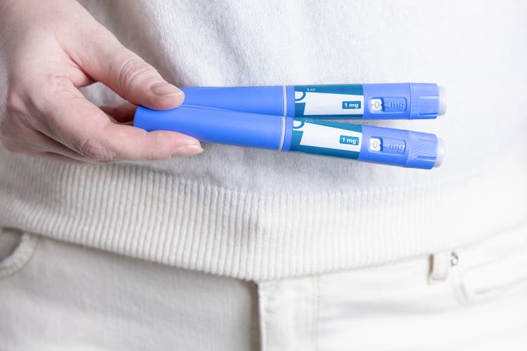 blue Ozempic injection pen for diabetics and weight loss.