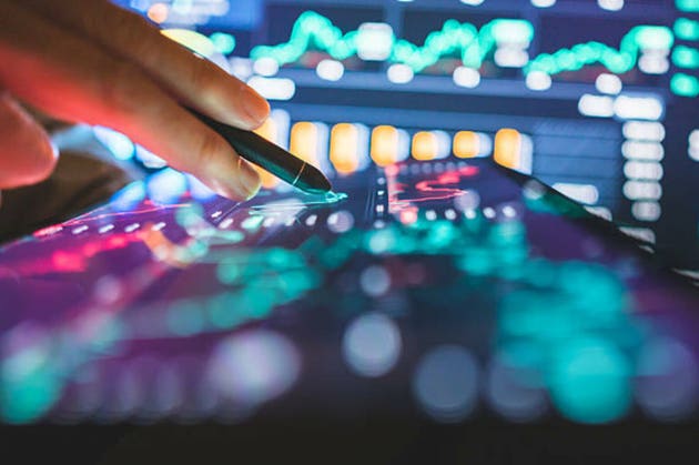 Close-up shot business advioer using Agentic AI helping to buy or sell stockmarket and cryptocurrencies investing financial data for global financial one touch on digital app