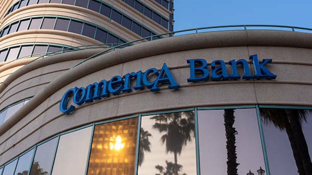 Comerica Bank office building in downtown Long Beach, Los Angeles County, California, USA