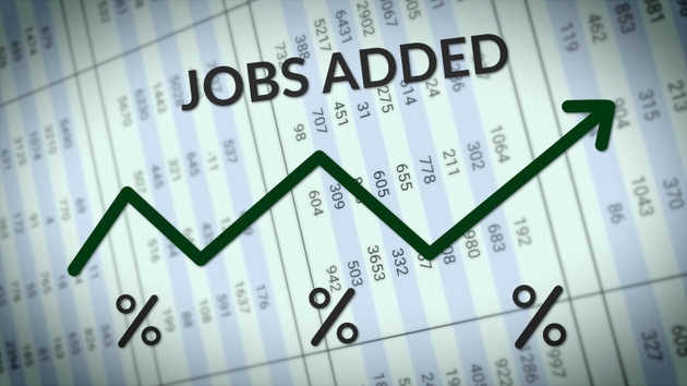 Illustration Showing Jobs Added Rising, Numbers on the Background