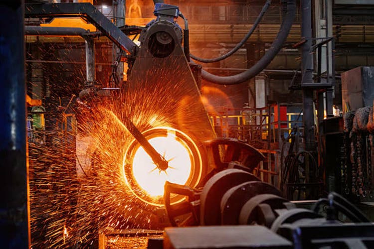 Iron pipe centrifugal pipe casting machine at the foundry