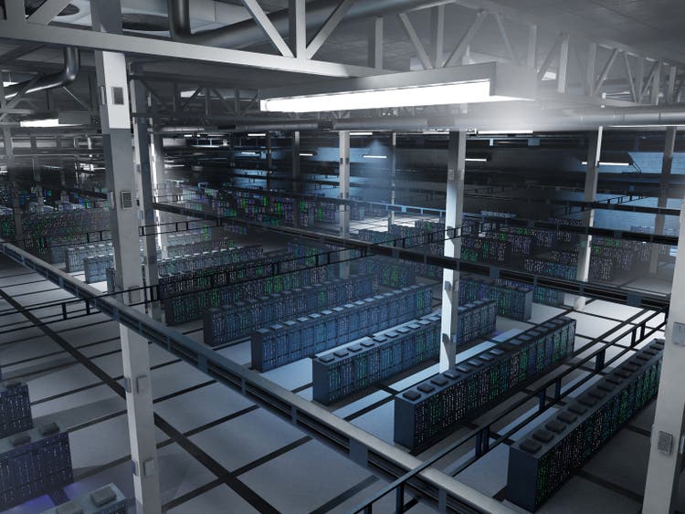 Data center blockchain infrastructure processing crypto data