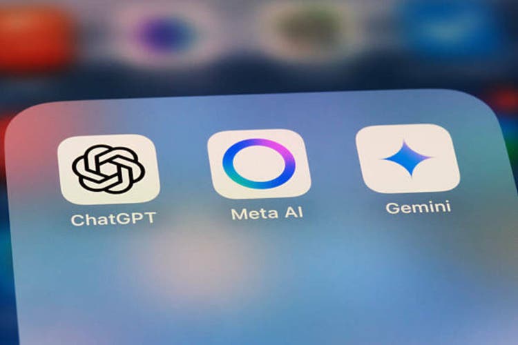 Meta AI, ChatGPT and Gemini. Assorted AI app icons