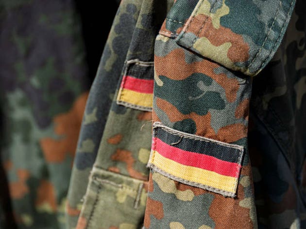 German Military Camouflage Uniform with National Flag