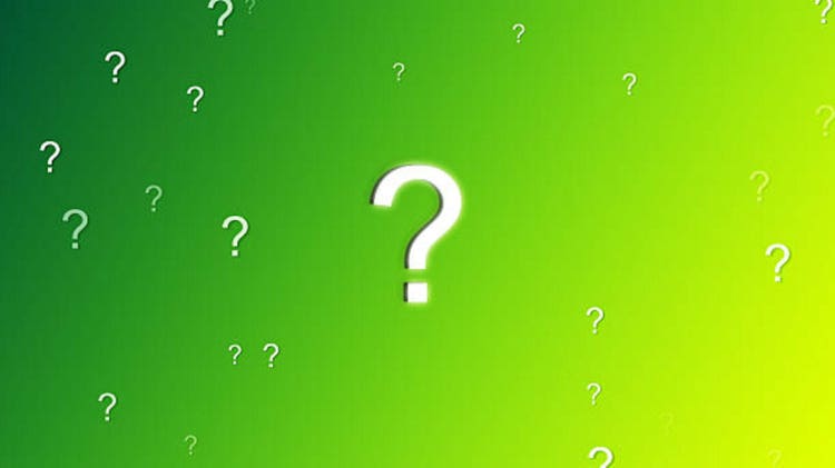 Question mark particle appear slow float and faded with bubbles on the dark blue background - 4K Stok video