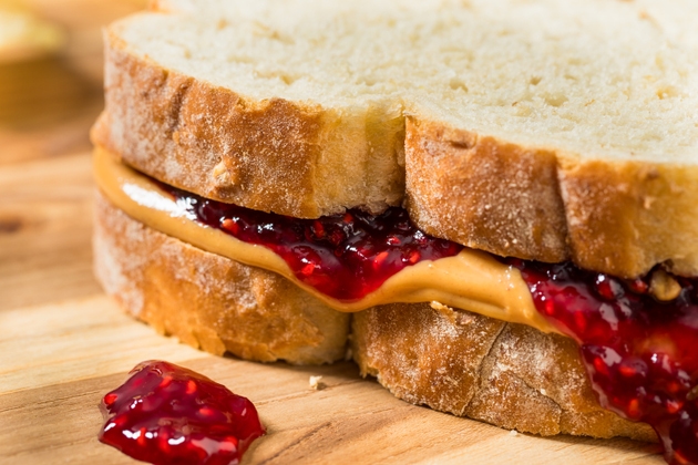 American Homemade Peanut Butter and Jelly Sandwich