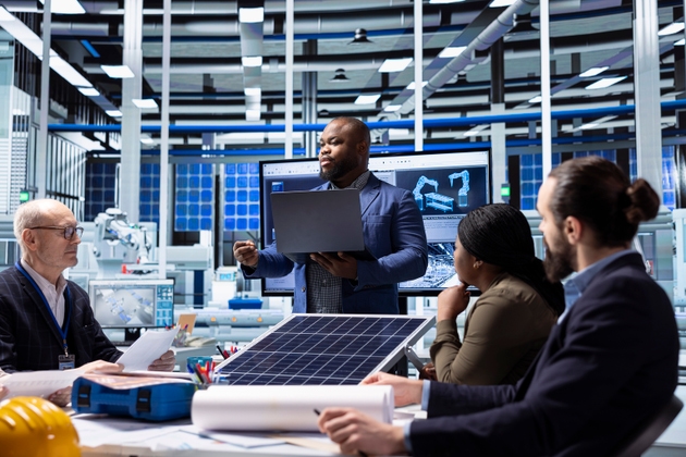 Investor presents sustainable manufacturing solutions to factory executives