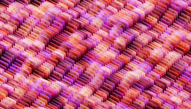 Waves of Credit - Full-Frame Grid of Pink and Purple Credit Cards