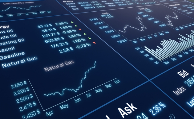 Natural gas chart moving up, commodity trading.