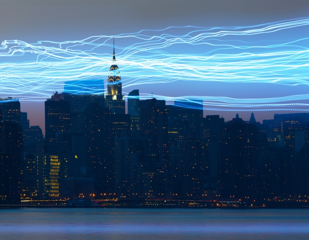 Electric light trails, Manhattan, New York City
