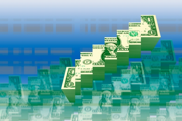 Money growth concept - Dollar steps