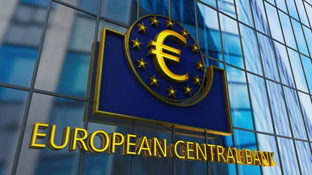 European Central Bank ECB Headquarters With Euro Symbol Logo