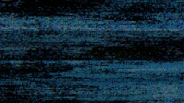 Glitch Pixel Noise Texture — Blue RGB CRT Screen Distortion Background for Sci-Fi and Digital Design
