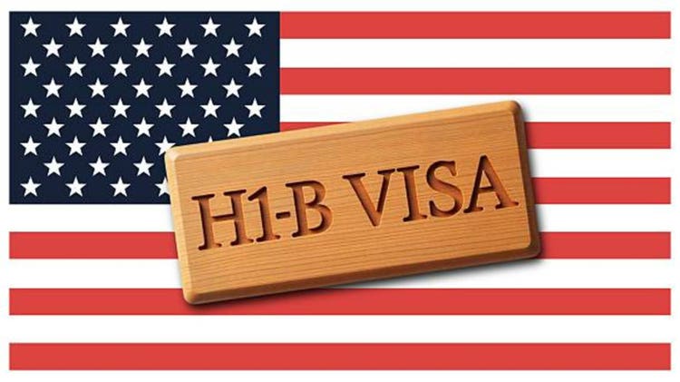 H1B Visa Concept on American Flag – Symbolizing U.S. Work Immigration and Employment Opportunities