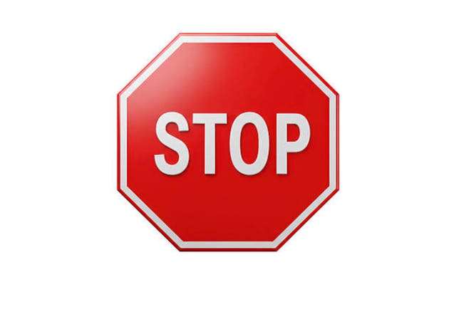 Isolated Stop Sign with Bold White Letters