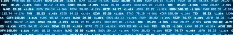 Securities market and exchange data, blue bar panel.