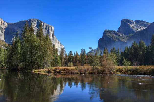 El Capitan and Merced River from Valley View in Yosemite National Park, California