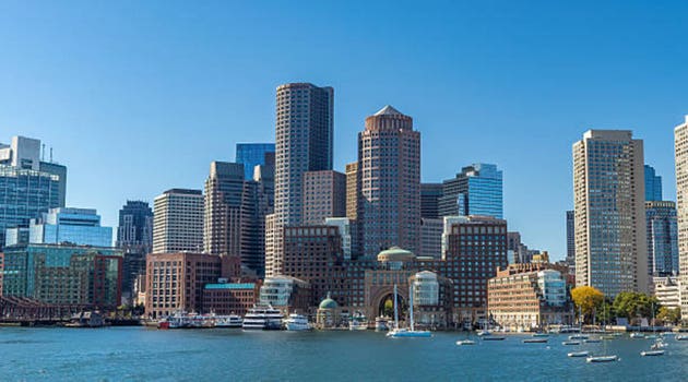 Skyline of Boston in Massachusetts