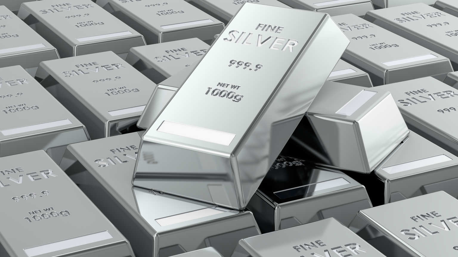 Silver bars and coins
