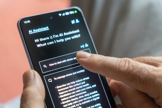 Mann mit KI-Therapie-Chatbot und KI-Therapie-App