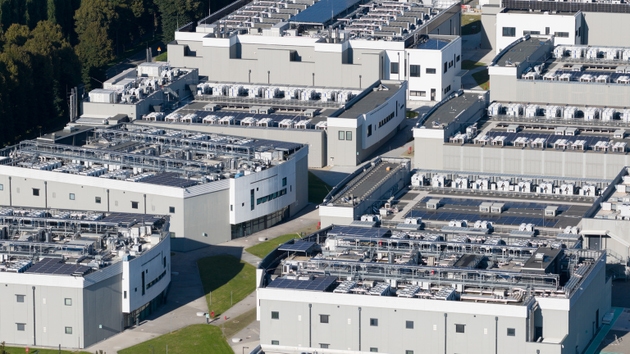 Close up details of data center, computing center, high consumption electricity. Cooling and emergency power.