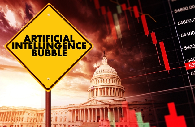 artificial intelligence stock bubble street sign in usa