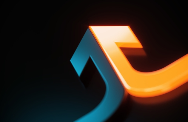 Arrow Symbols Merging On Dark Background - Mergers Concept