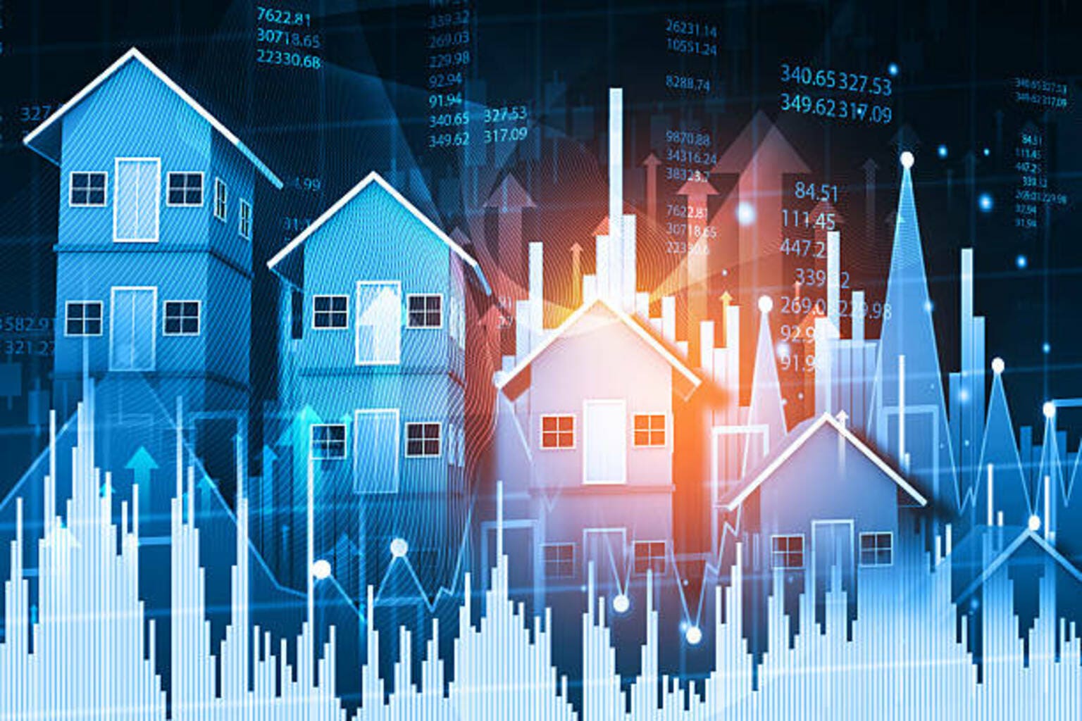 Real estate business growth graph chart, stock market