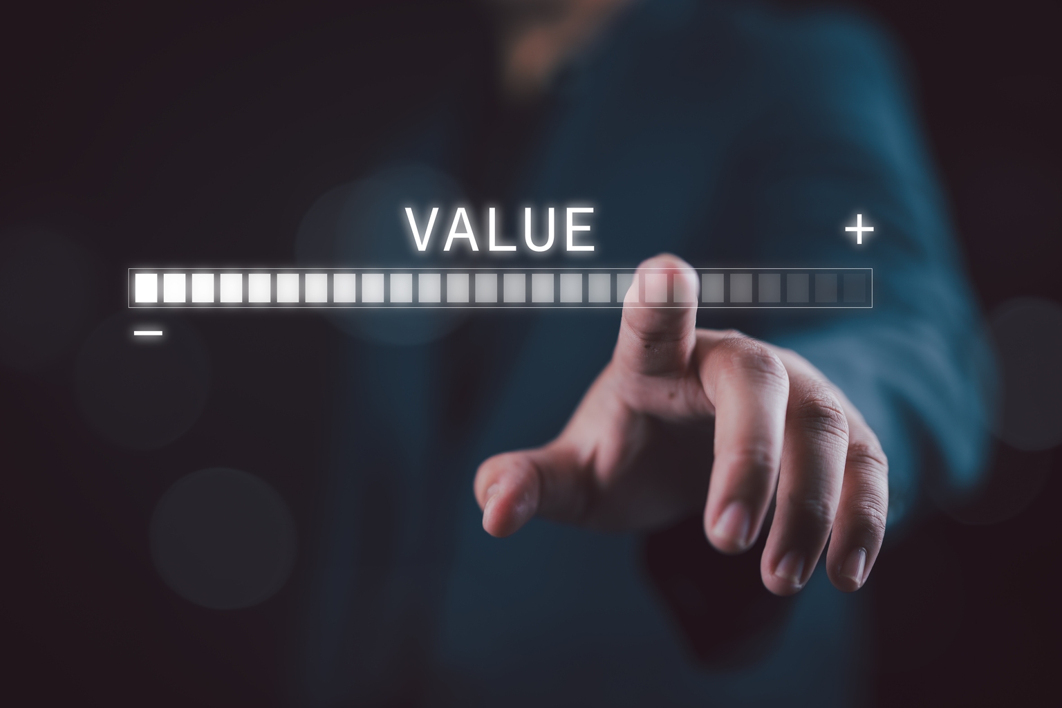 Businessman with value virtual download progress and profit to benefit growth and development in business