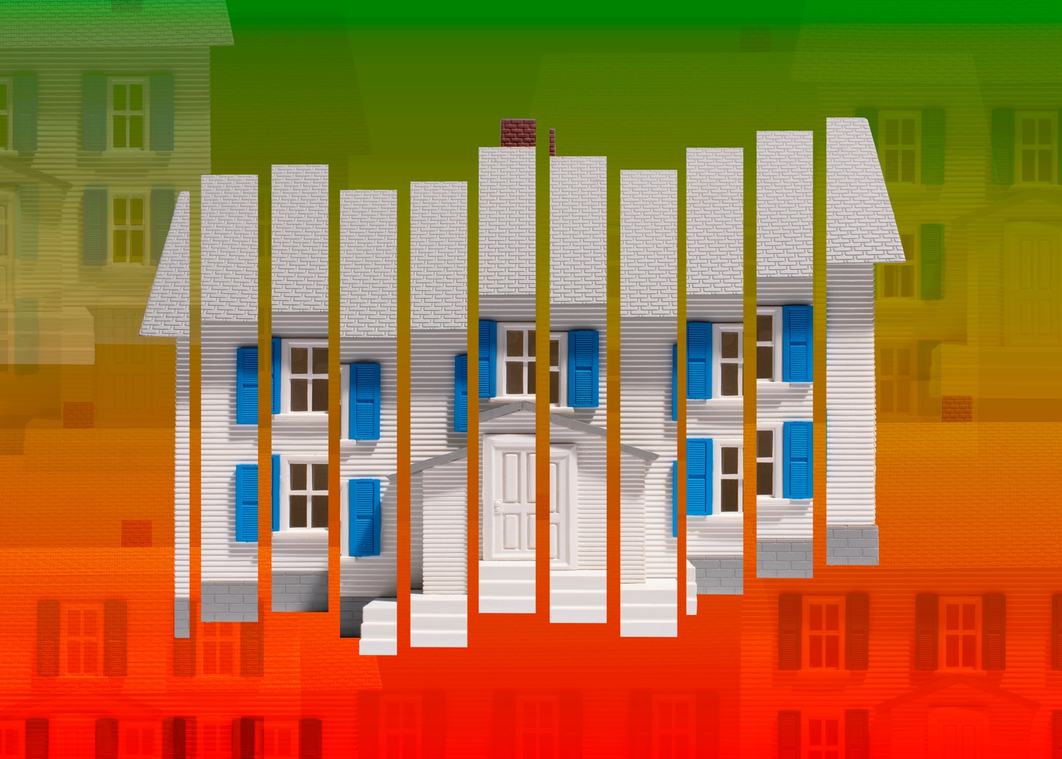 Housing market concept - Model house bar graph