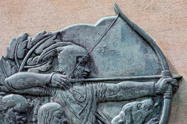 Robin Hood Sculptured Plaque in Nottingham, UK