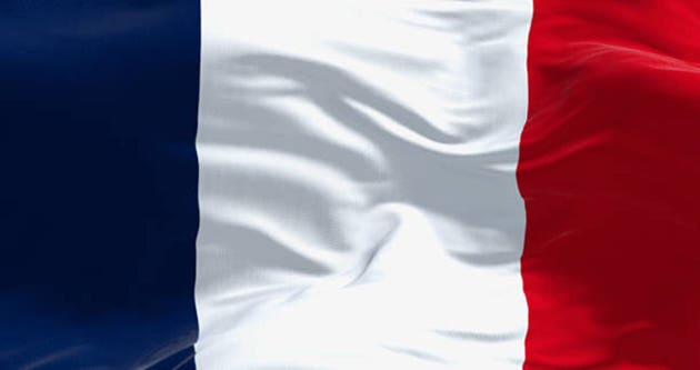 Close-up of national flag of France waving