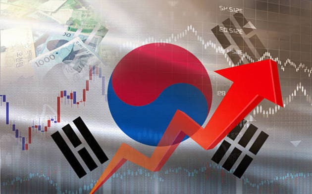 South Korea economic growth on financial graph. South Korea financial growth on market graph