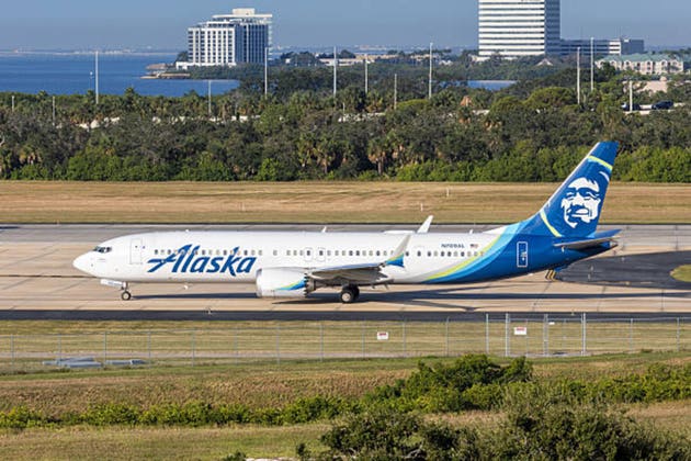 Alaska Airlines Boeing 737 MAX 9 airplane at Tampa airport in the United States