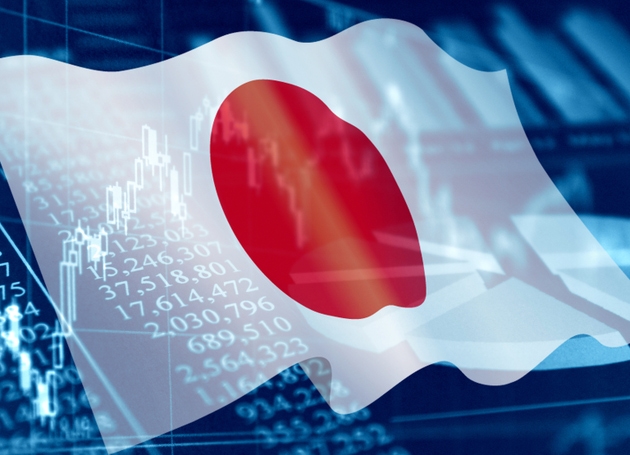 Business Image: Financial Graph and Japanese Flag