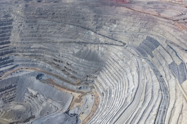 Panoramic view of a mine in the process of exploitation and extraction of gold and silver minerals