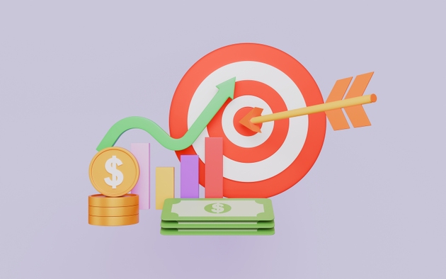 Target investment strategy focused on financial growth goals, Financial goal achievement and profit target success