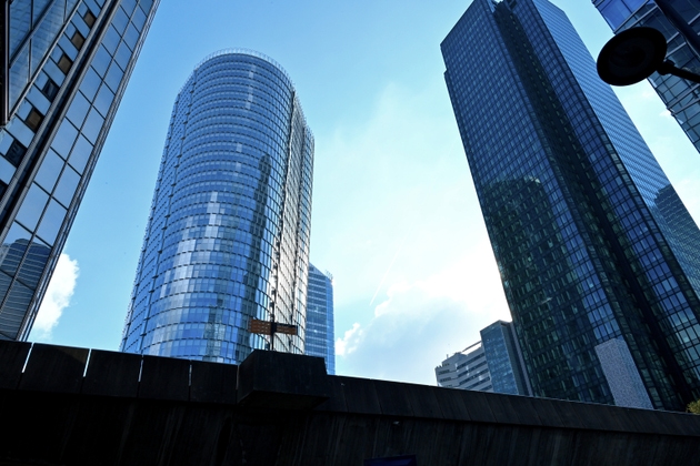 Modern office buildings in Paris in La Défense, a major business district.