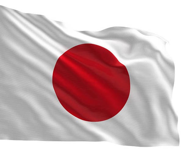Realistic 3D render of the Japan national flag, high quality fabric texture